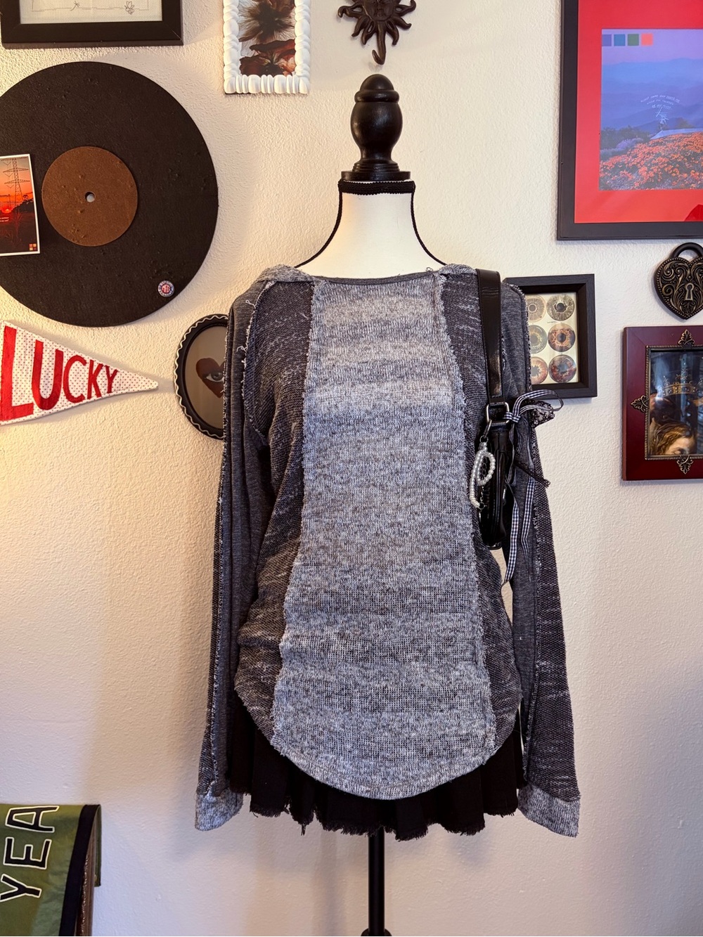 Heathered Gray Knit Hoodie - Picture 2 of 7